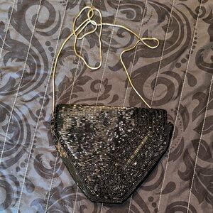 Elegant Black Beaded Women's Bag